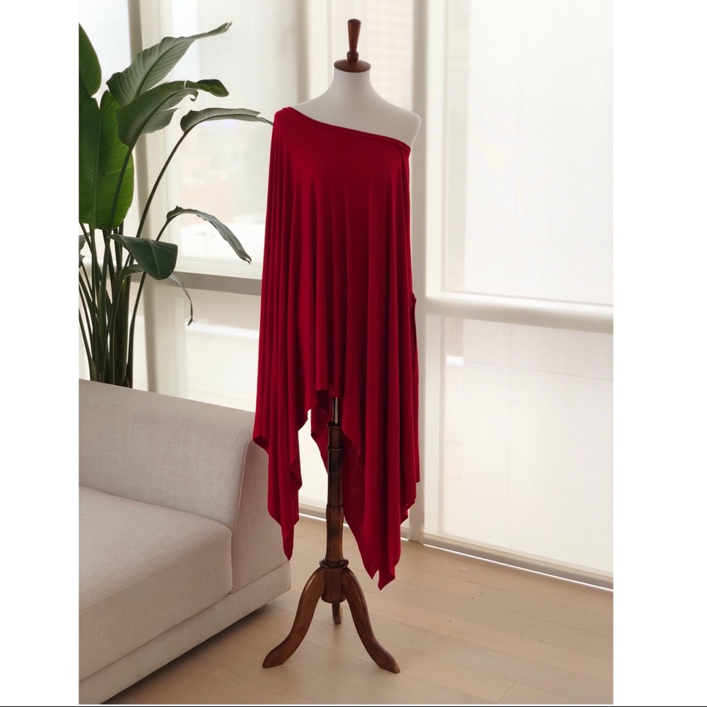 [NWOT] (Red & Brown) Asymmetrical Poncho Tunics